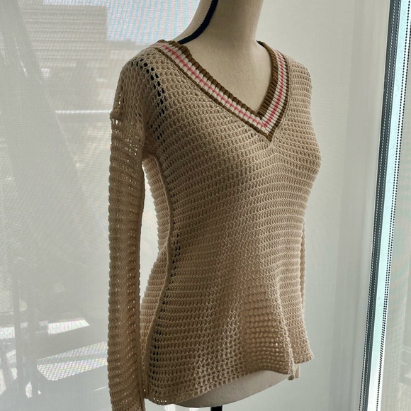 We The Free Cream V-Neck Sweater with Collegiate Style - Picture 4 of 5